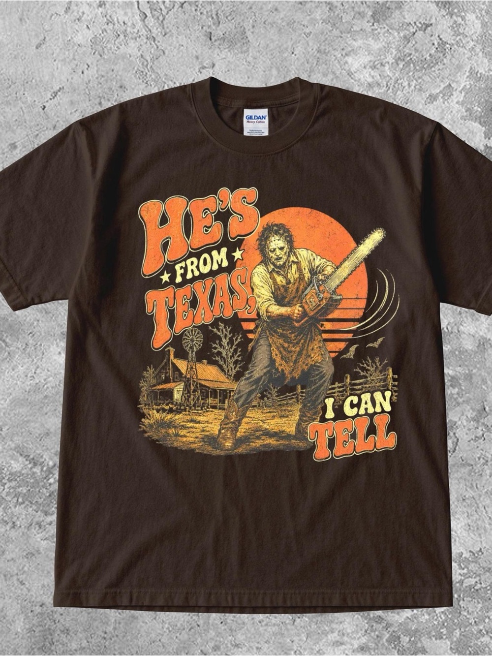 He’s From Texas I can Tell Shirt, Chainsaw Horror Spooky Season Tee
